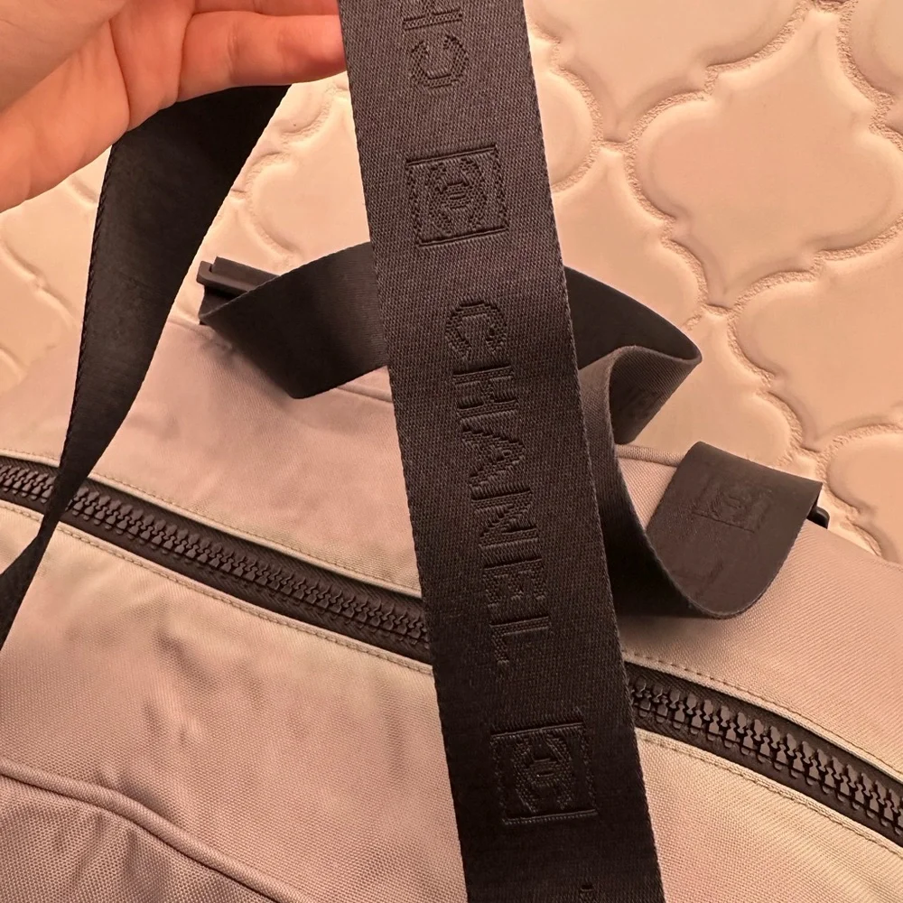 CHANEL Vintage Sportline Gym Bag in Black & Gray